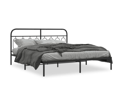 Estructura cama sin colchón con cabecero metal negro 193x203 cm