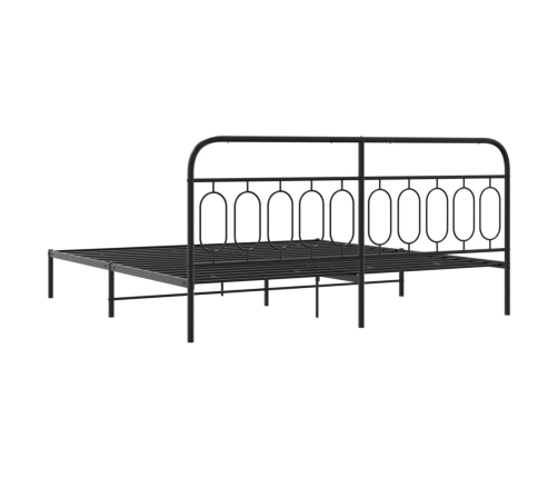 Estructura cama sin colchón con cabecero metal negro 200x200 cm