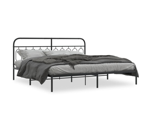 Estructura cama sin colchón con cabecero metal negro 200x200 cm