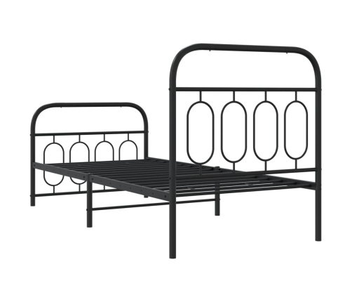 Estructura cama sin colchón con estribo metal negro 90x190 cm