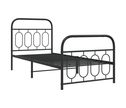 Estructura cama sin colchón con estribo metal negro 90x200 cm