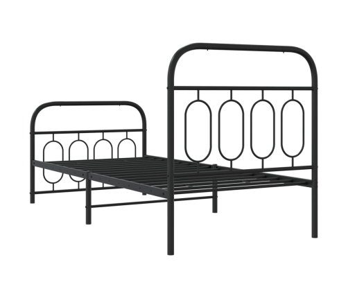 Estructura cama sin colchón con estribo metal negro 90x200 cm