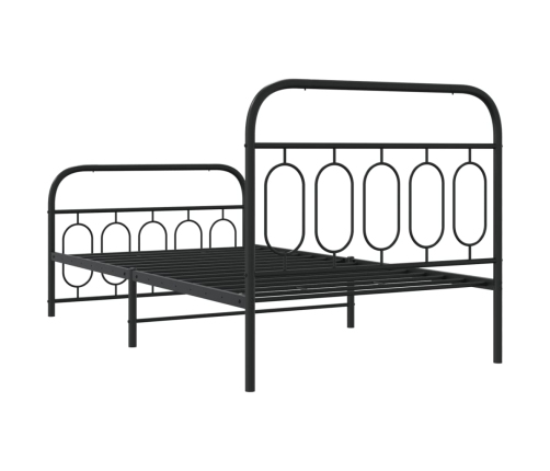 Estructura cama sin colchón con estribo metal negro 100x200 cm