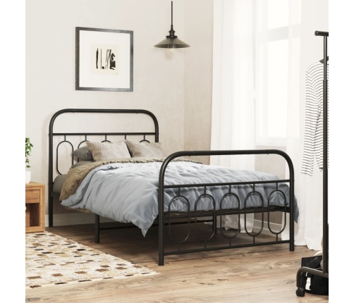 Estructura cama sin colchón con estribo metal negro 107x203 cm