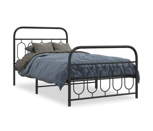 Estructura cama sin colchón con estribo metal negro 107x203 cm