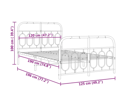 Estructura cama sin colchón con estribo metal negro 120x190 cm