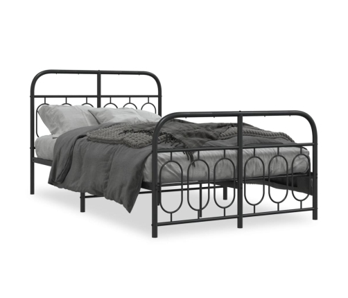 Estructura cama sin colchón con estribo metal negro 120x190 cm