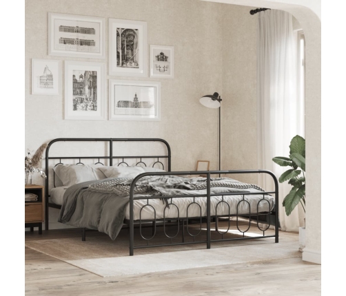 Estructura cama sin colchón con estribo metal negro 135x190 cm