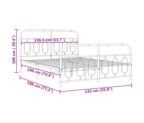 Estructura cama sin colchón con estribo metal negro 135x190 cm