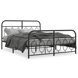 Estructura cama sin colchón con estribo metal negro 140x190 cm