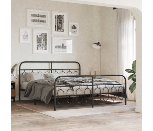 Estructura cama sin colchón con estribo metal negro 183x213 cm