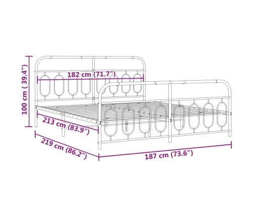 Estructura cama sin colchón con estribo metal negro 183x213 cm
