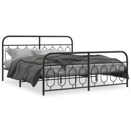 Estructura cama sin colchón con estribo metal negro 183x213 cm