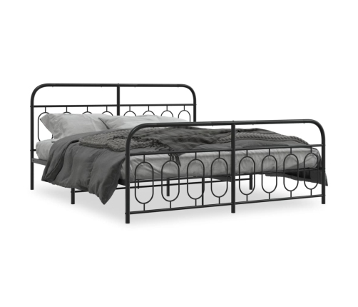 Estructura cama sin colchón con estribo metal negro 183x213 cm