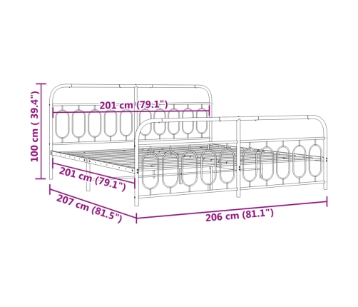 Estructura cama sin colchón con estribo metal negro 200x200 cm