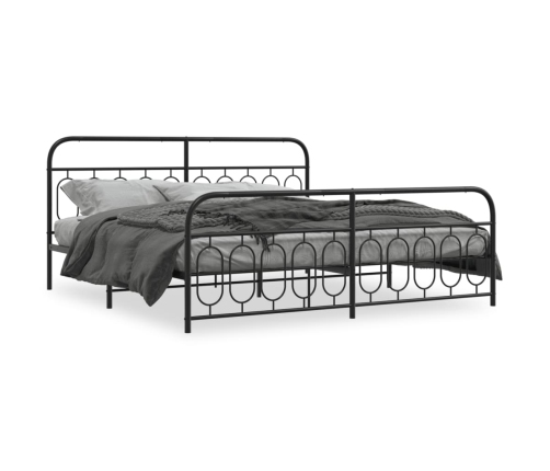 Estructura cama sin colchón con estribo metal negro 200x200 cm