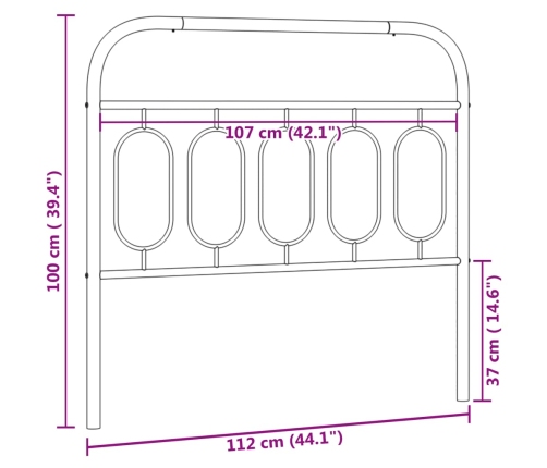 Cabecero de metal negro 107 cm