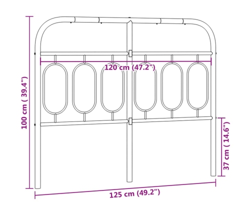 Cabecero de metal negro 120 cm