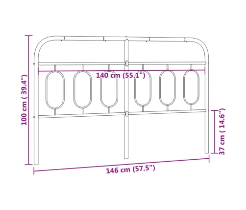 Cabecero de metal negro 140 cm