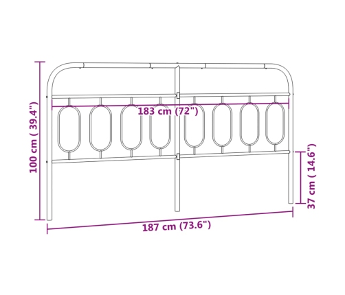 Cabecero de metal negro 183 cm