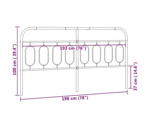 Cabecero de metal negro 193 cm