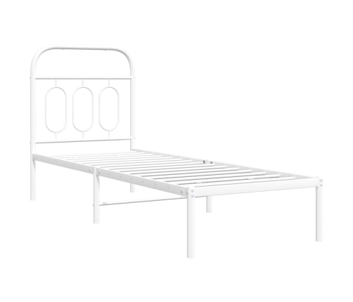 Estructura cama sin colchón con cabecero metal blanco 75x190 cm
