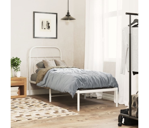 Estructura cama sin colchón con cabecero metal blanco 75x190 cm