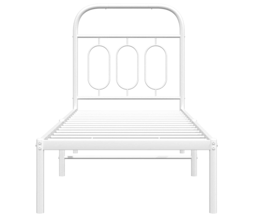Estructura cama sin colchón con cabecero metal blanco 75x190 cm