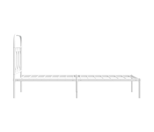 Estructura cama sin colchón con cabecero metal blanco 75x190 cm