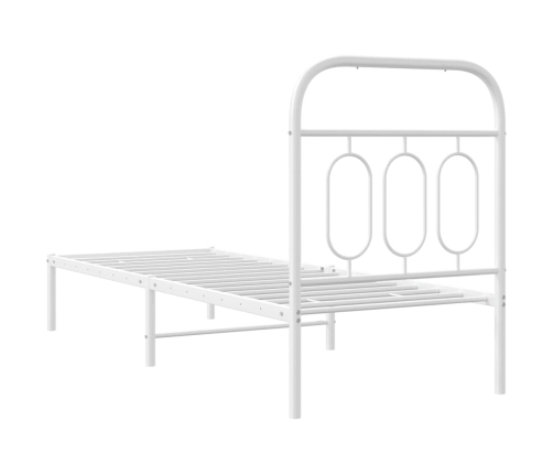 Estructura cama sin colchón con cabecero metal blanco 75x190 cm