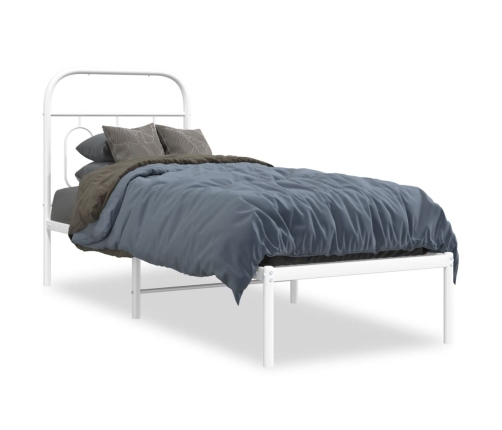 Estructura cama sin colchón con cabecero metal blanco 75x190 cm