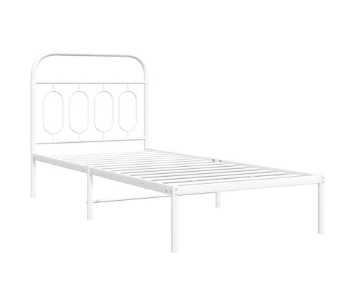 Estructura cama sin colchón con cabecero metal blanco 80x200 cm