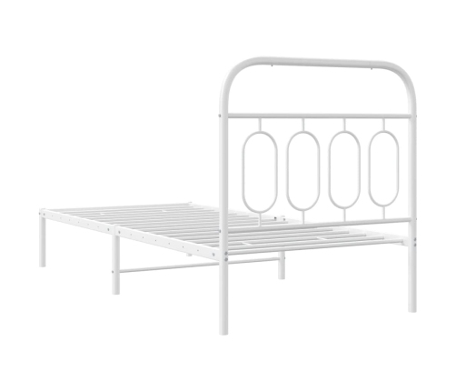 Estructura cama sin colchón con cabecero metal blanco 80x200 cm