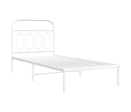 Estructura cama sin colchón con cabecero metal blanco 90x190 cm