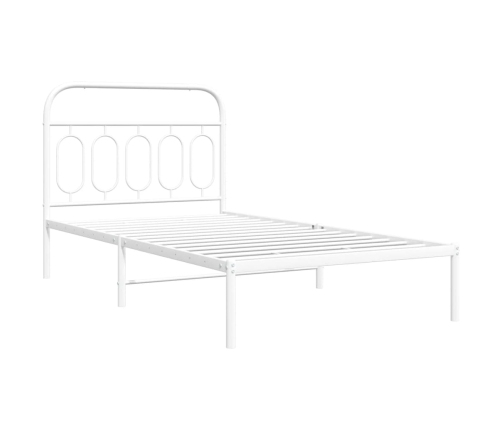Estructura cama sin colchón con cabecero metal blanco 100x200cm