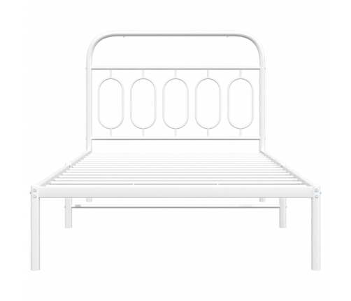 Estructura cama sin colchón con cabecero metal blanco 100x200cm