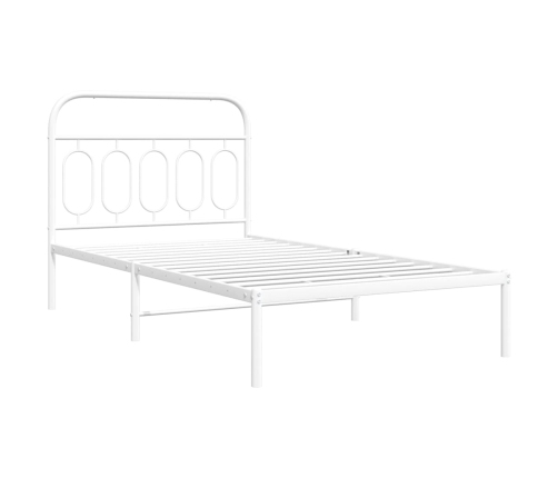 Estructura cama sin colchón con cabecero metal blanco 107x203cm