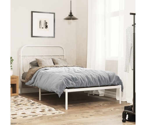 Estructura cama sin colchón con cabecero metal blanco 107x203cm