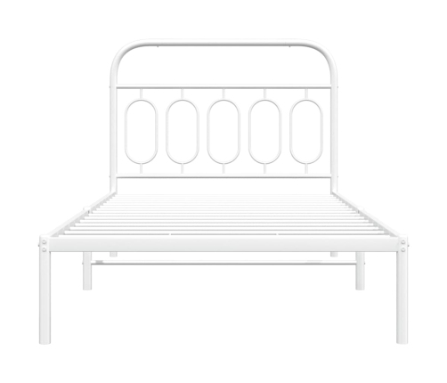 Estructura cama sin colchón con cabecero metal blanco 107x203cm