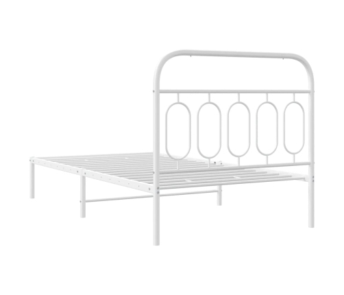 Estructura cama sin colchón con cabecero metal blanco 107x203cm