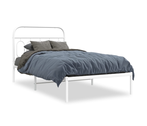 Estructura cama sin colchón con cabecero metal blanco 107x203cm