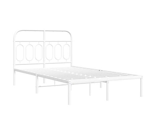 Estructura cama sin colchón con cabecero metal blanco 120x190cm