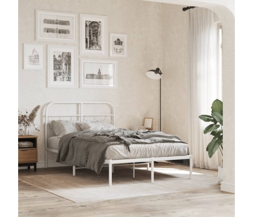 Estructura cama sin colchón con cabecero metal blanco 120x190cm