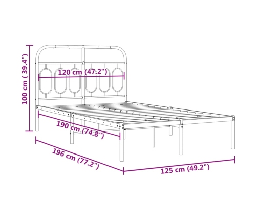 Estructura cama sin colchón con cabecero metal blanco 120x190cm