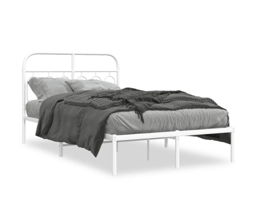 Estructura cama sin colchón con cabecero metal blanco 120x190cm