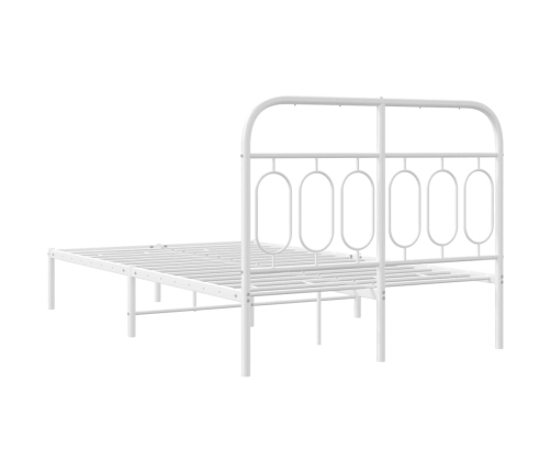 Estructura cama sin colchón con cabecero metal blanco 120x200cm