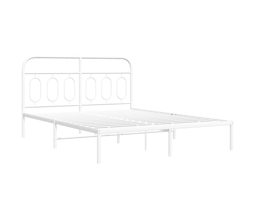 Estructura cama sin colchón con cabecero metal blanco 150x200cm