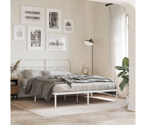 Estructura cama sin colchón con cabecero metal blanco 150x200cm