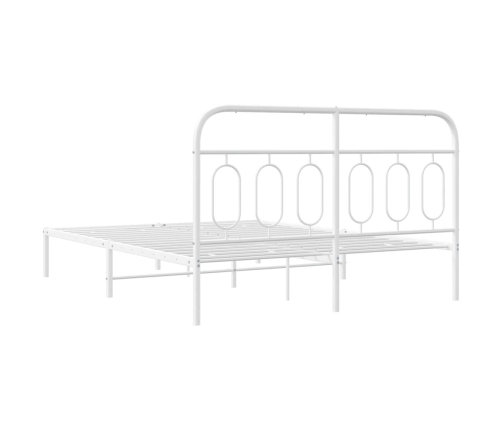Estructura cama sin colchón con cabecero metal blanco 150x200cm