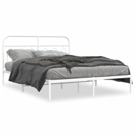 Estructura cama sin colchón con cabecero metal blanco 150x200cm